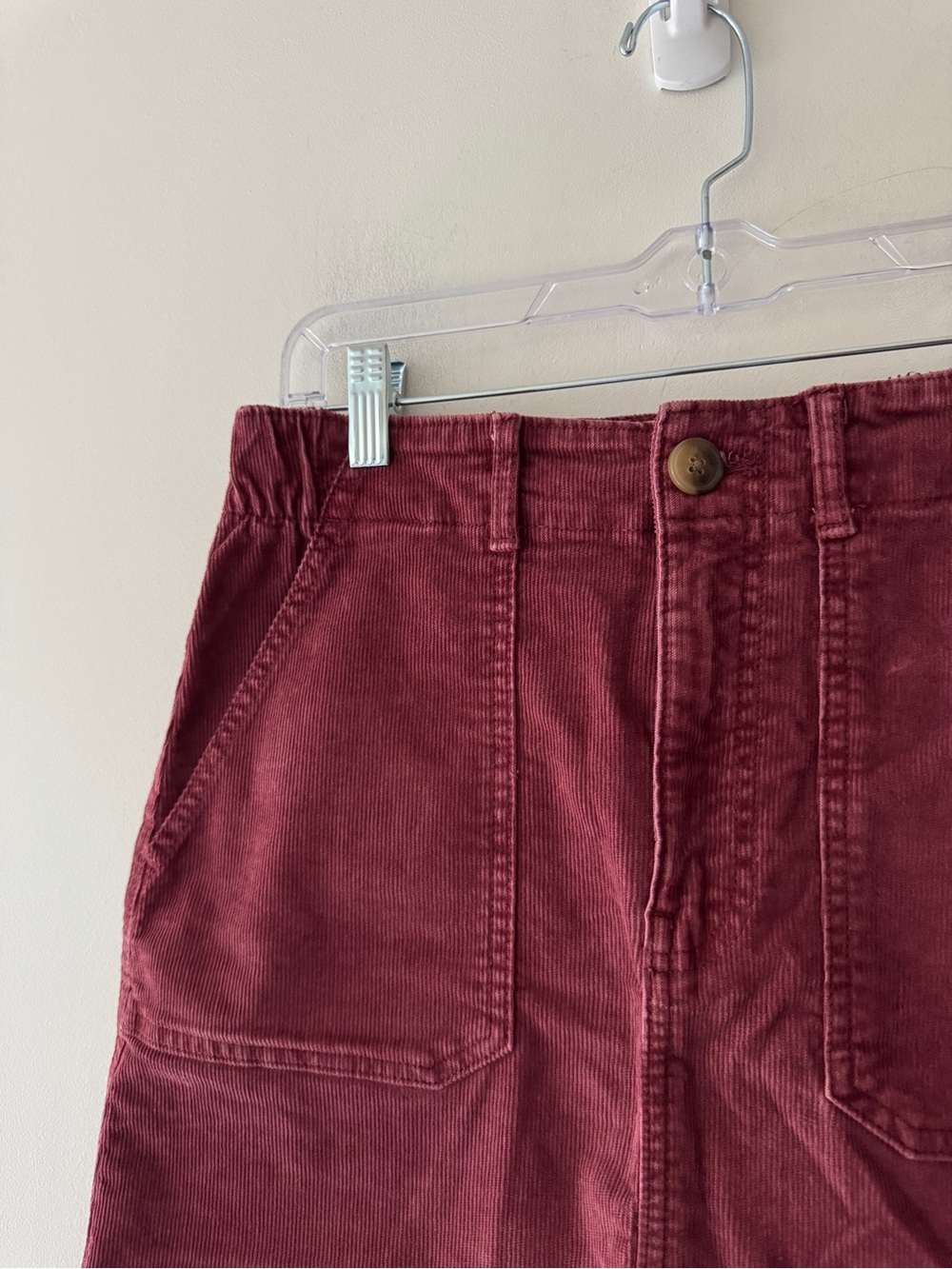 American Eagle Super Stretch Burgundy Corduroy Skirt - Picture 2 of 6